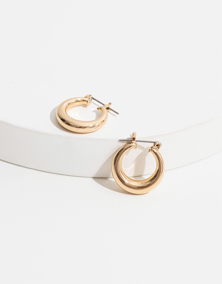 Aros Argollas Metal Argollas Bañadas En Oro - Dorado