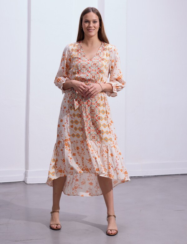 Vestido Gasa Print BEIGE/MULTI