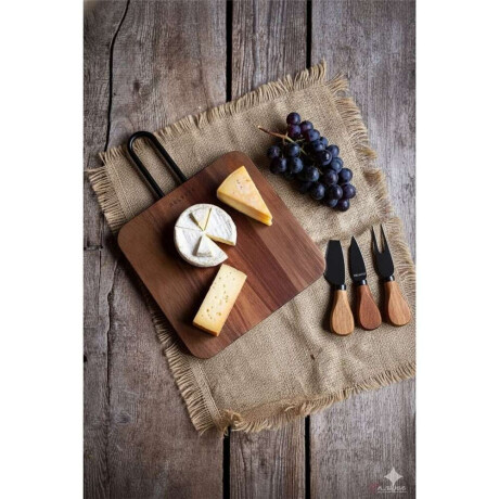 Set Tabla Madera + 3 Accesorios De Queso 203X203X15Cm