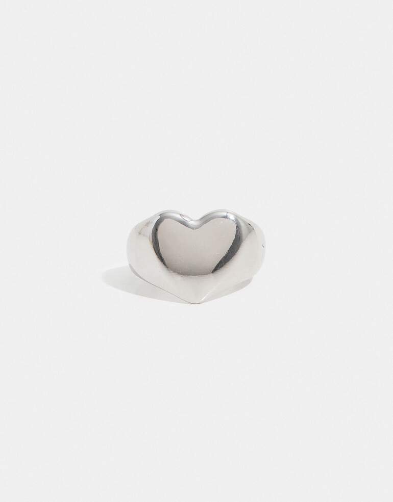 Anillos Medianos y Grandes Metal Anillo De Corazón - Plateado Rodio