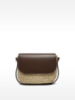 Bolso Bandolera De Rafia Con Solapa marron