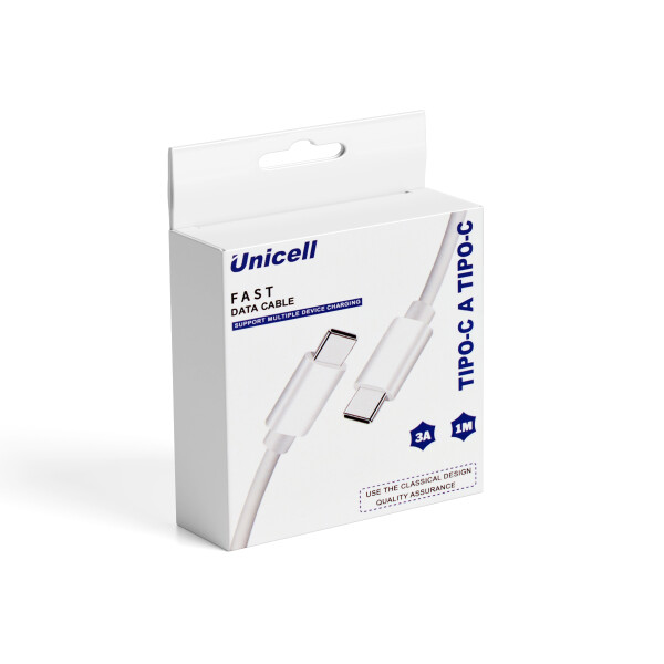 Cable Unicell Tipo-C a Tipo-C 1 metro color blanco Cable Unicell Tipo-c A Tipo-c 1 Metro Color Blanco