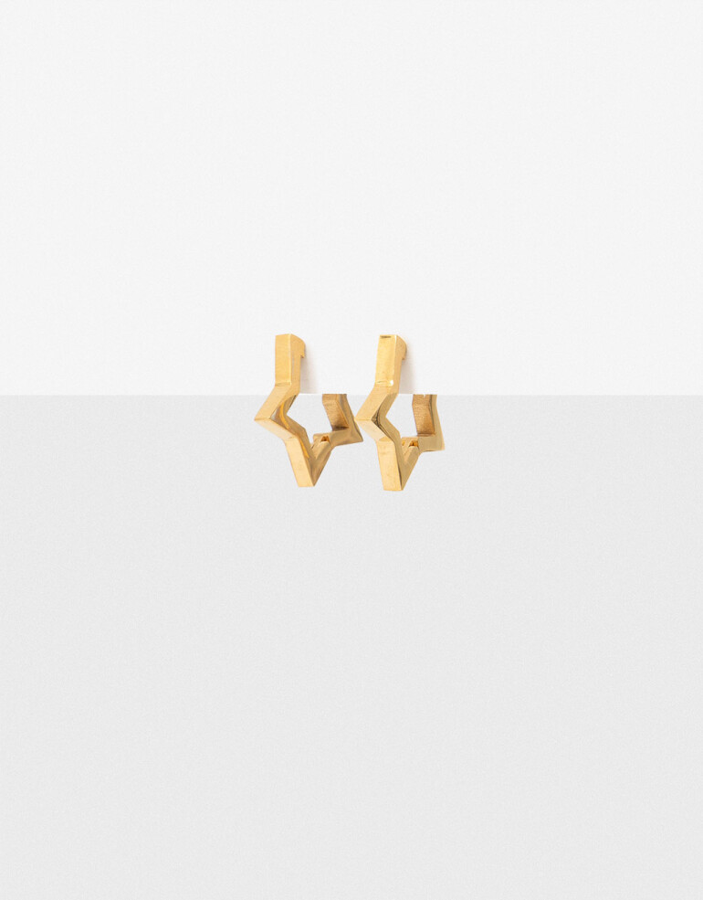 Aros Argollas Metal Aros Argolla De Acero Estrella - Dorado