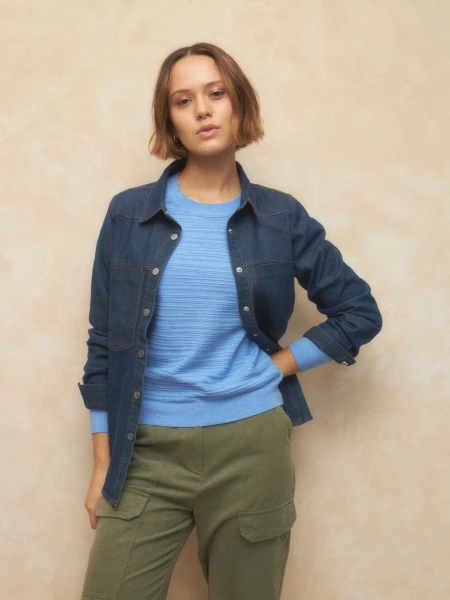 BUZO ALLIE FLORA AZULINO