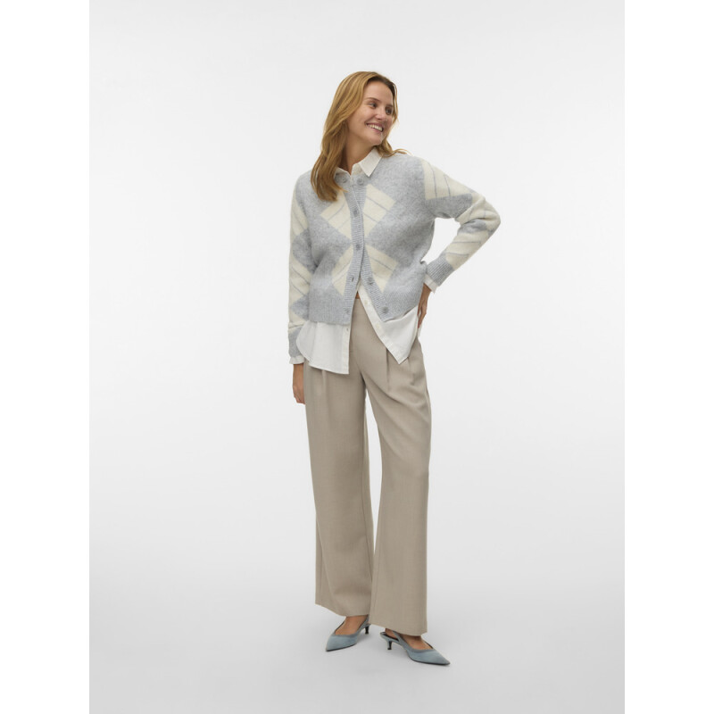 VMDAE LS O-NECK CARDIGAN Light Grey Melange-Birch