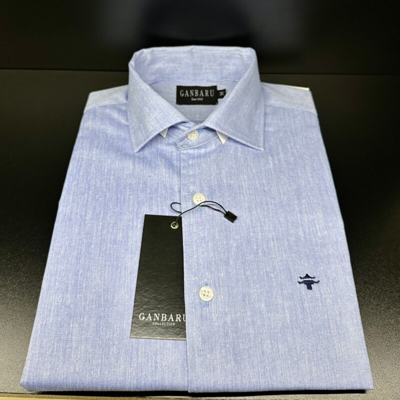 CAMISA DE LINO Celeste jaspeado