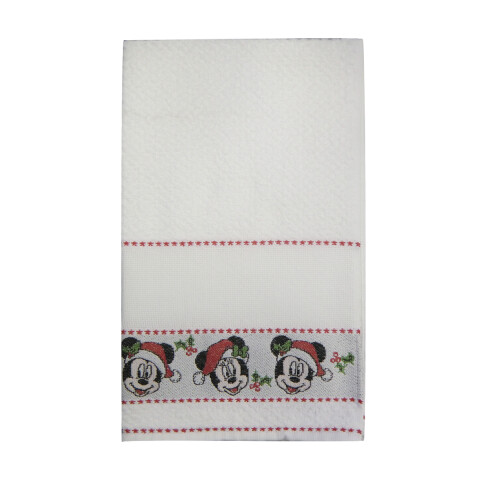Repasador Dohler Bordado Jacquard Navidad Mickey 45 x 70 cm BLANCO