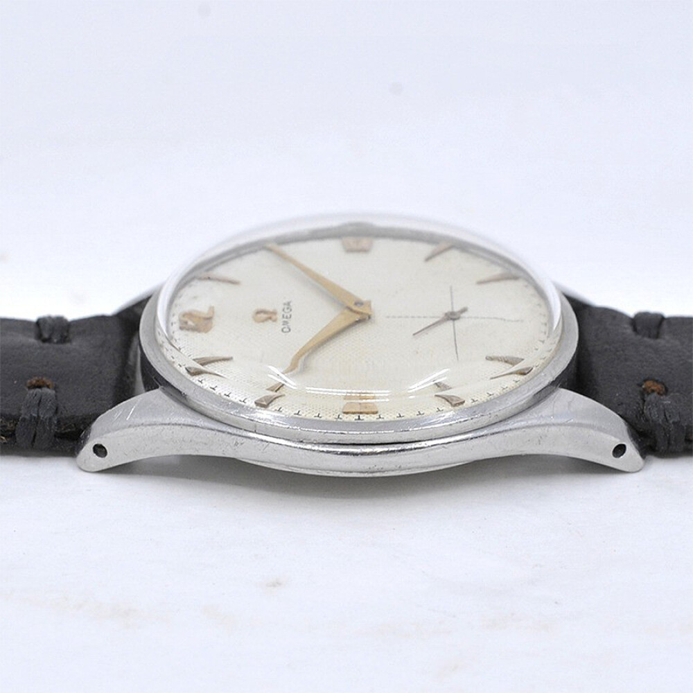 Omega Jumbo 2505-29 Caja Grande 38 Mm Año 1954 Acero Inoxidable Y Malla De Cuero Omega Jumbo 2505-29 Caja Grande 38 Mm Año 1954 Acero Inoxidable Y Malla De Cuero