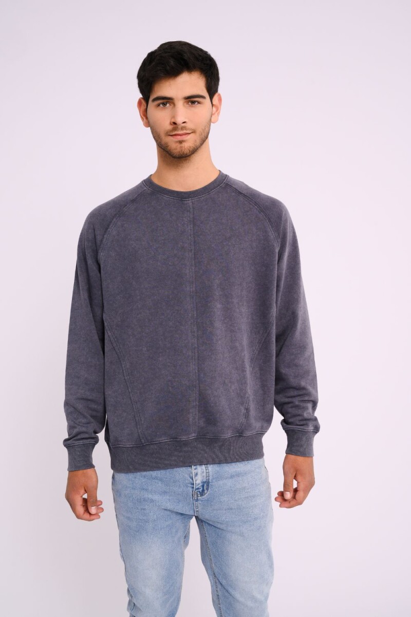 Buzo de felpa oversize con cortes Azul