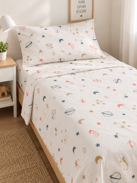 JUEGO SABANAS ESTAMPADA 1 PLAZA MULTICOLOR