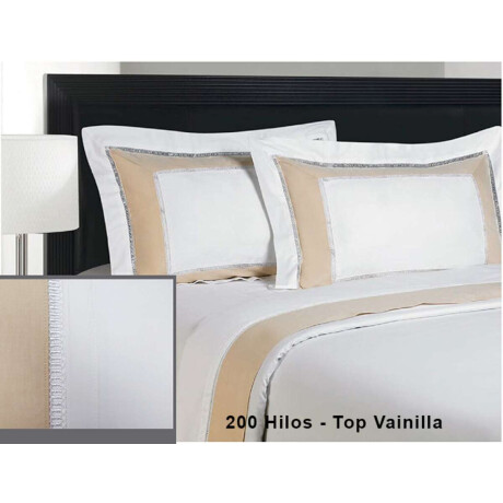 Juego Sábanas Bordadas Dohler 1 plaza 200 hilos Top Vainilla