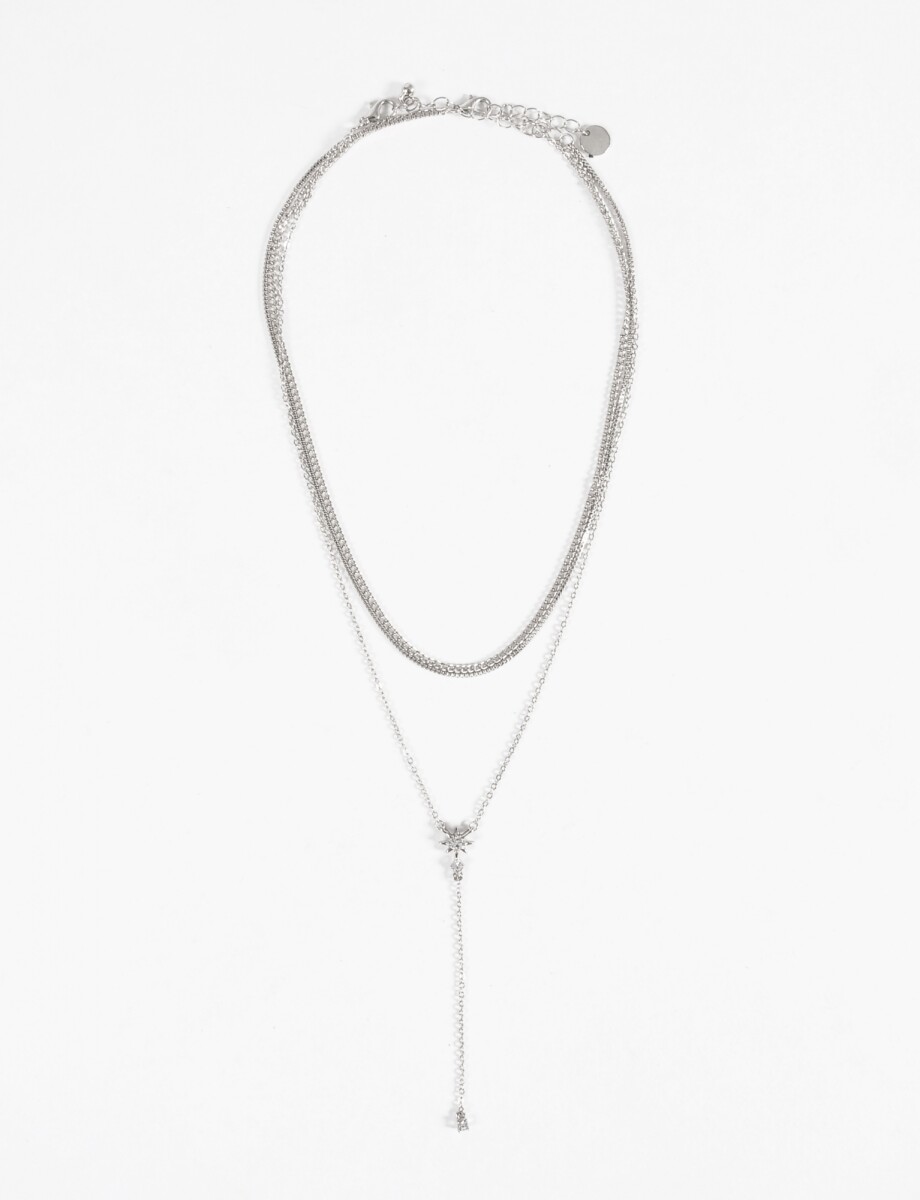 Collar strass doble vuelta - plateado 