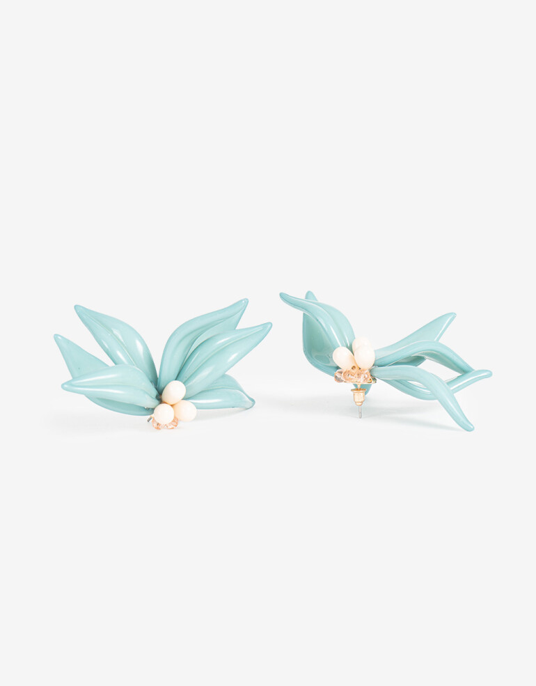 Aros Colgantes Largos Resina Aro Largos Resina Flor - Dorado