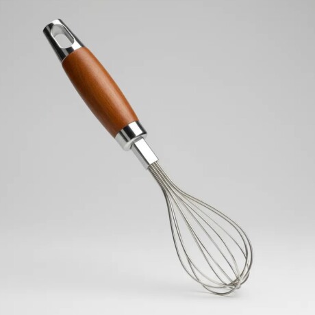 Batidor Manual de Acero Inoxidable con Mango de Madera 25cm Batidor Manual de Acero Inoxidable con Mango de Madera 25cm