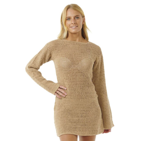 Vestido Rip Curl Soleil Crochet Mini Dress Khaki