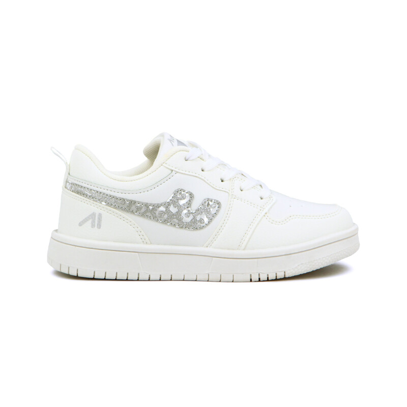 Champion de Niño/a Austral Galacitc C Acordonado con Velcro Blanco-Plata