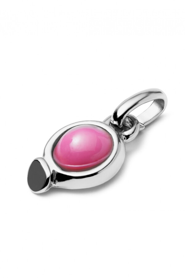 CHARM BAÑADO EN PLATA DE LEY CON PIEDRA ROSA. Charm