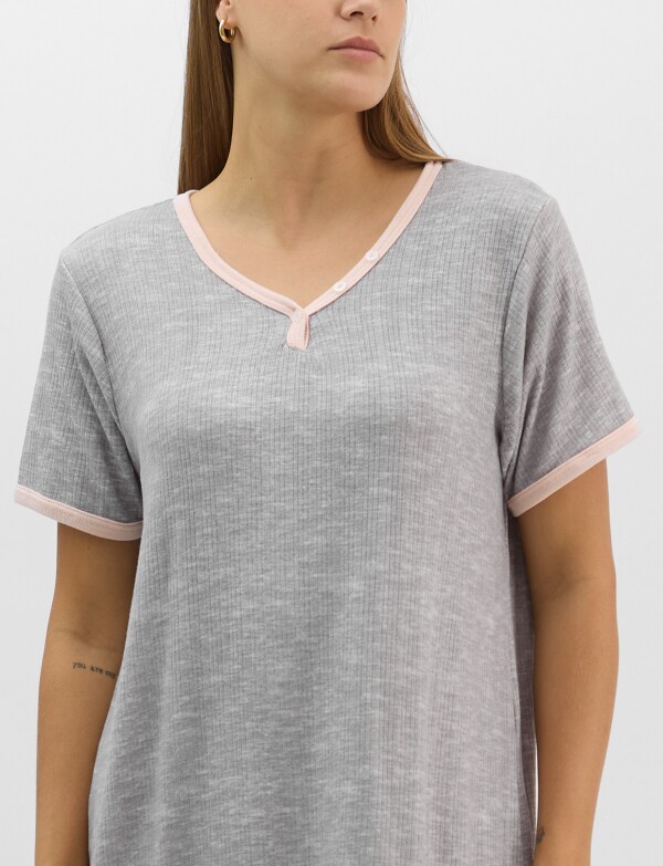 Camisón Con Textura Acanalada GRIS