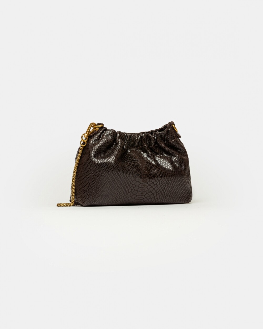 Mini Bag Gina en cuero gamuza anaconda Marron