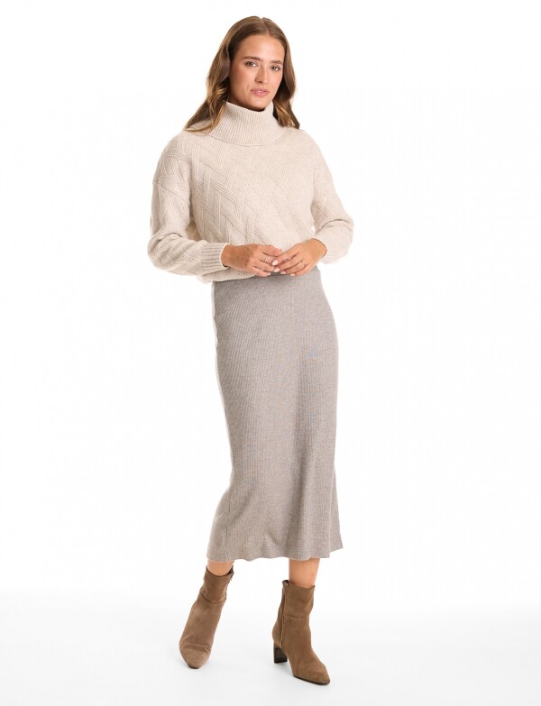 Falda Midi Tejida GRIS