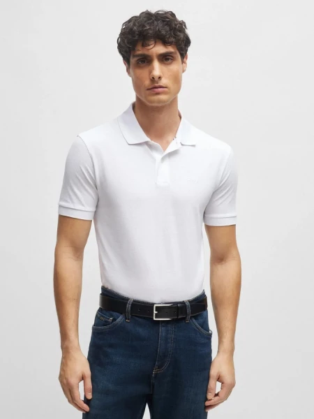 Hugo Boss - Remera Polo en piqué de algodón Blanco