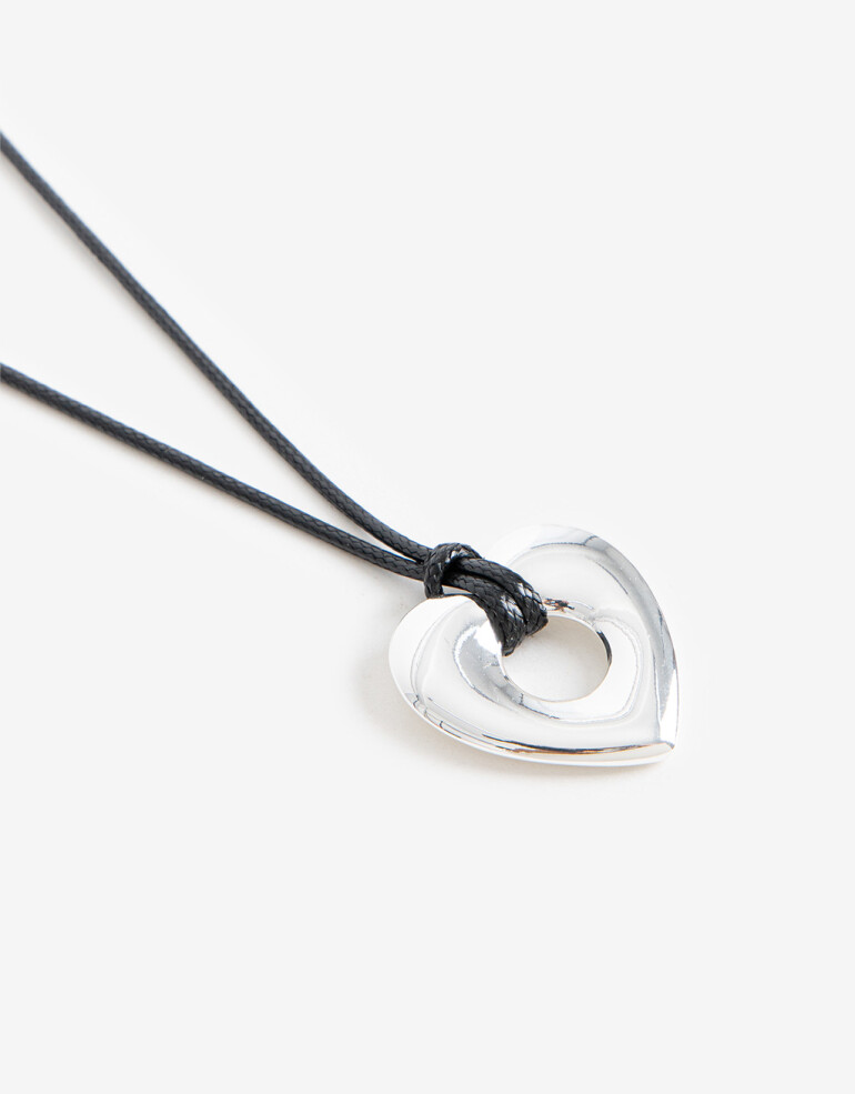 Collares Cortos Con Dijes Collar Corto Corazón - Plateado