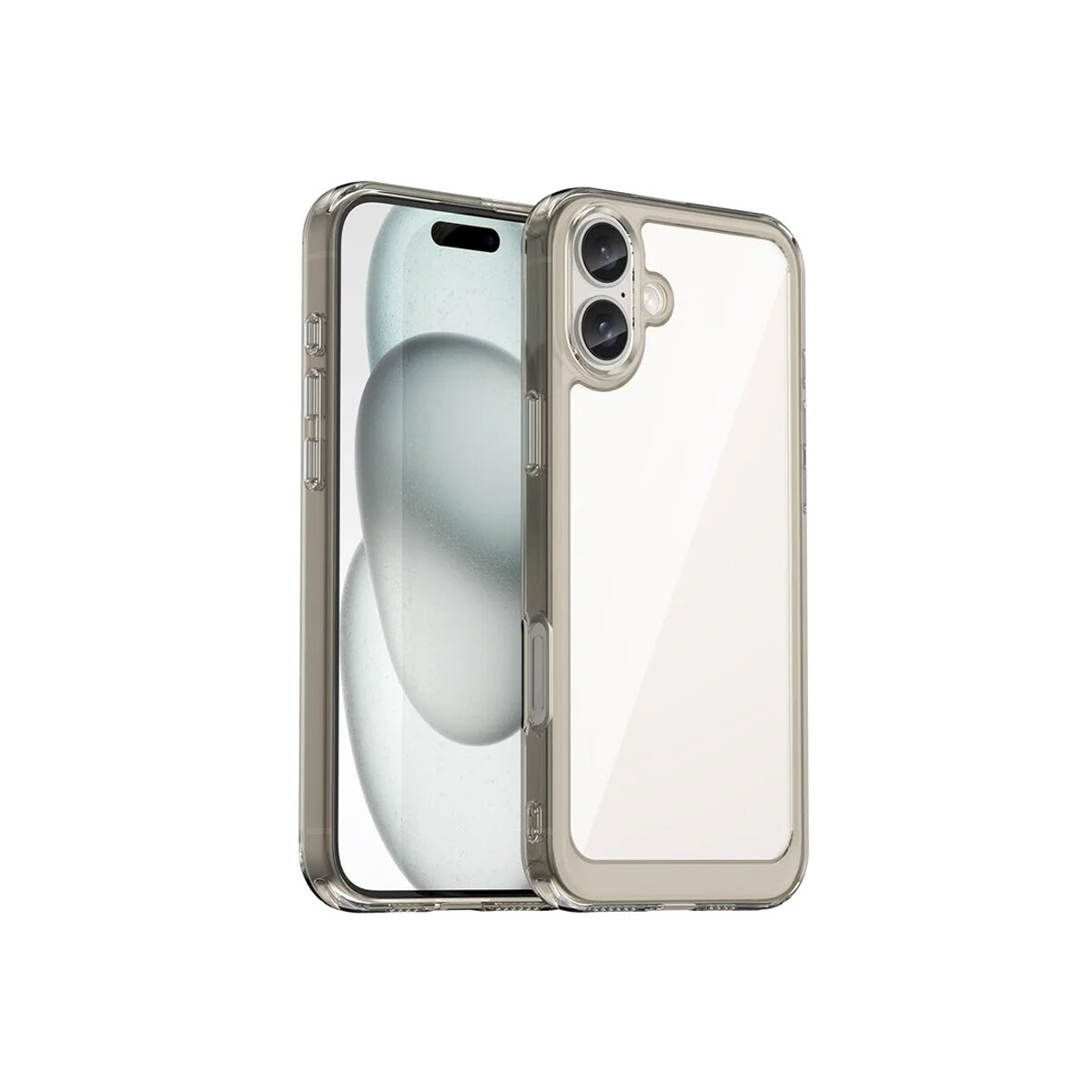 Protector para iPhone 16 bordes color gris 