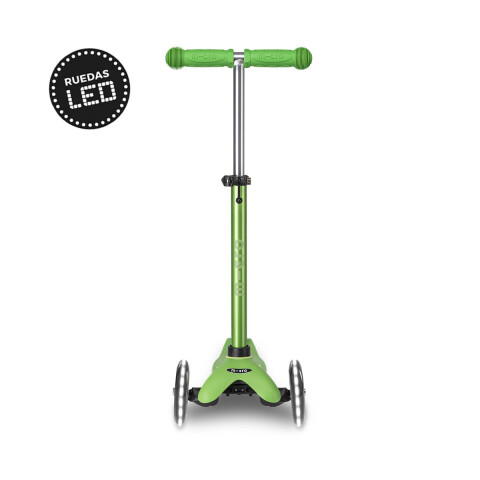 Monopatín Micro Mini Deluxe LED Ajustable con 3 Ruedas VERDE