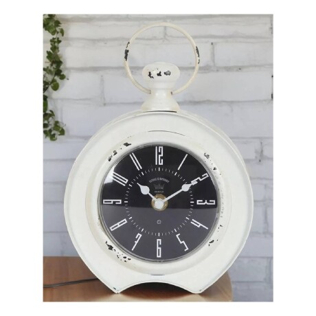 Reloj Analógico de Mesa Vintage Selecta Blanco 23x16cm Reloj Analógico de Mesa Vintage Selecta Blanco 23x16cm