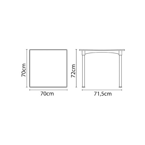 Mesa cuadrada "DIANA" amarilla con patas aluminio -TRAMONTINA TD0830