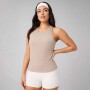 Bividi Modal Rib High Neck Built-In Bra Tank Mujer Brutalist Khaki
