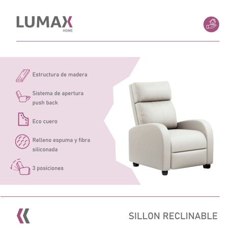 Sillón Reclinable Charlton Butaca Sofa Living Blanco