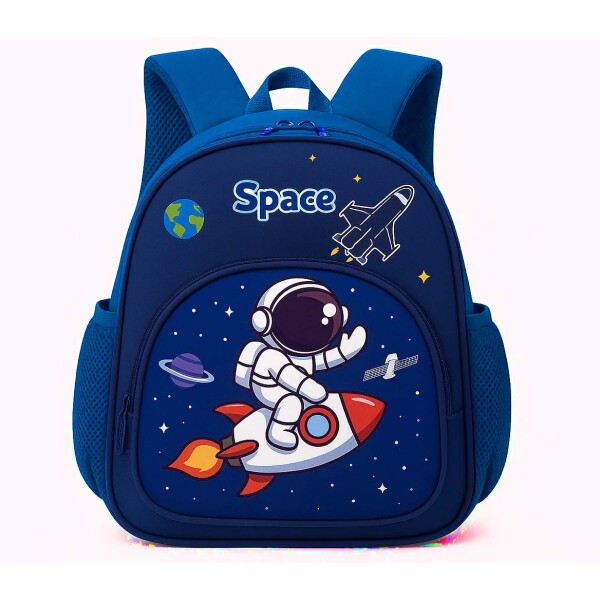 Mochila Escolar Reforzada 33x24cm 2 Bolsillos Astronauta Color Azul
