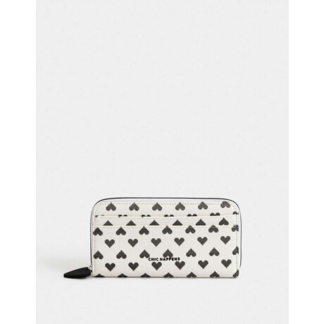 Billetera Fichero Cuerina Estampado Blanco Crudo