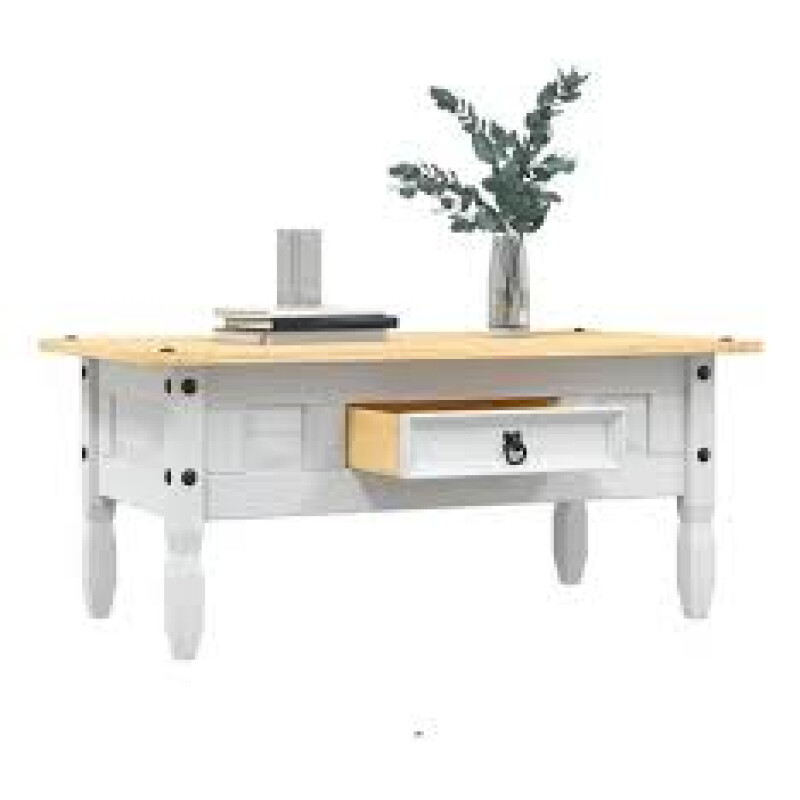 Mesa de centro ESTILO MEXICANO 1 cajón Color CERA BLANCO Mesa de centro ESTILO MEXICANO 1 cajón Color CERA BLANCO