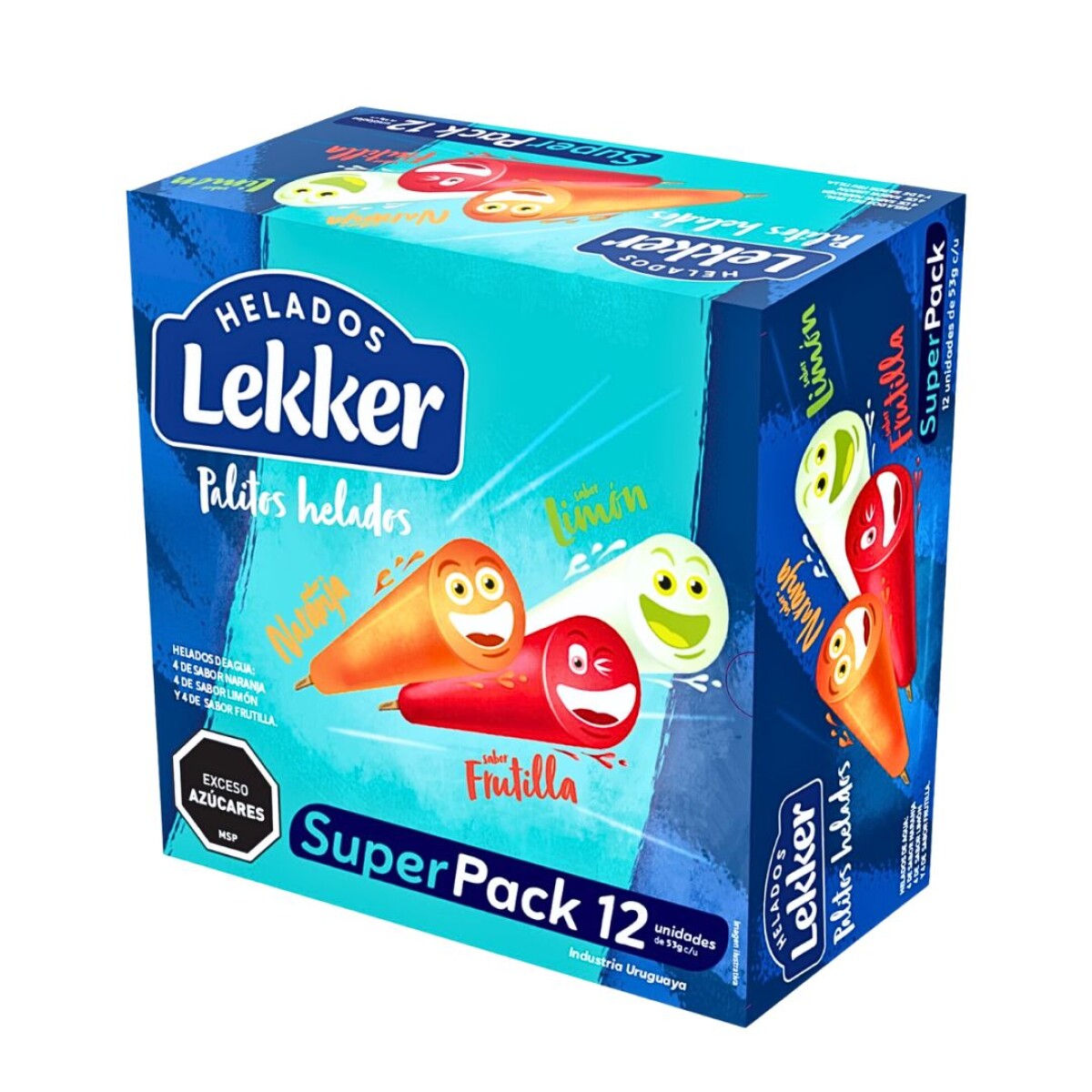 Palitos Agua Mix Limón, Frutilla, Naranja Lekker - 12 ud. 
