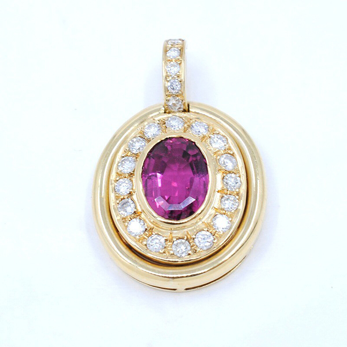 Colgante En Oro 18K, Turmalina Y Brillantes 