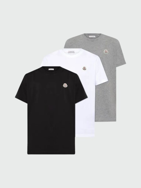 Moncler - Camiseta de Algodón con Parche de logotipo Alta Automática