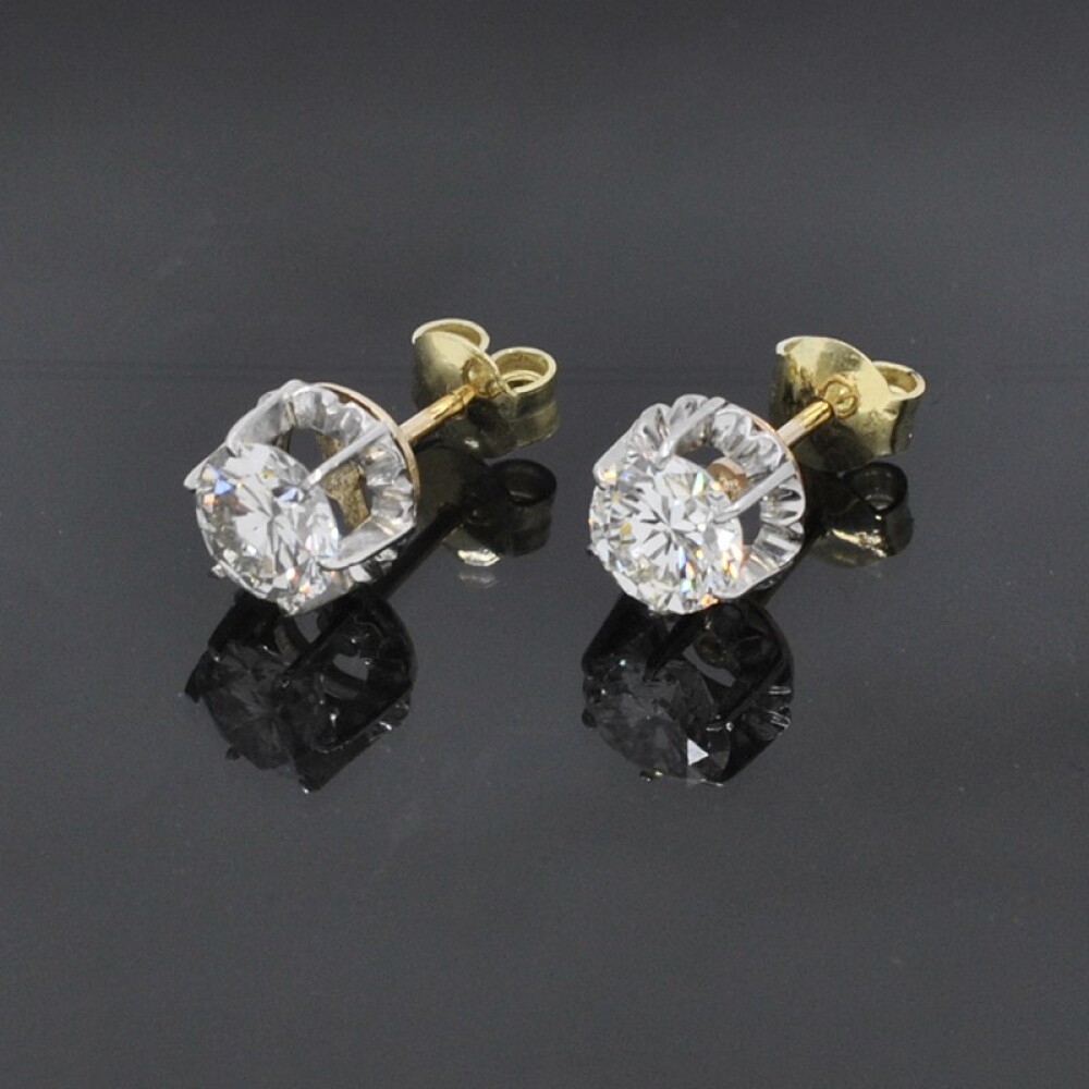 Caravanas Antiguas En Oro 18K Y Brillantes Caravanas Antiguas En Oro 18K Y Brillantes