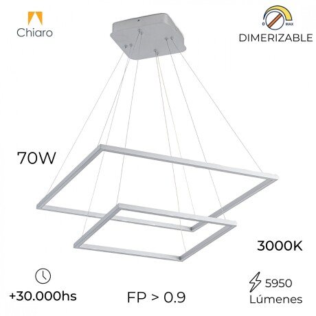 Colgante led dos Marcos 60 + 40cm 70W Dimerizable Plata Colgante led dos Marcos 60 + 40cm 70W Dimerizable Plata