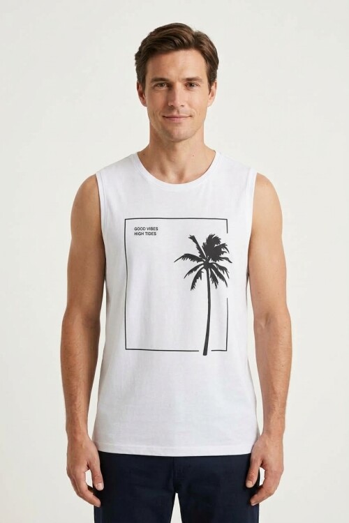 Musculosa estampada Good Vibes BLANCO