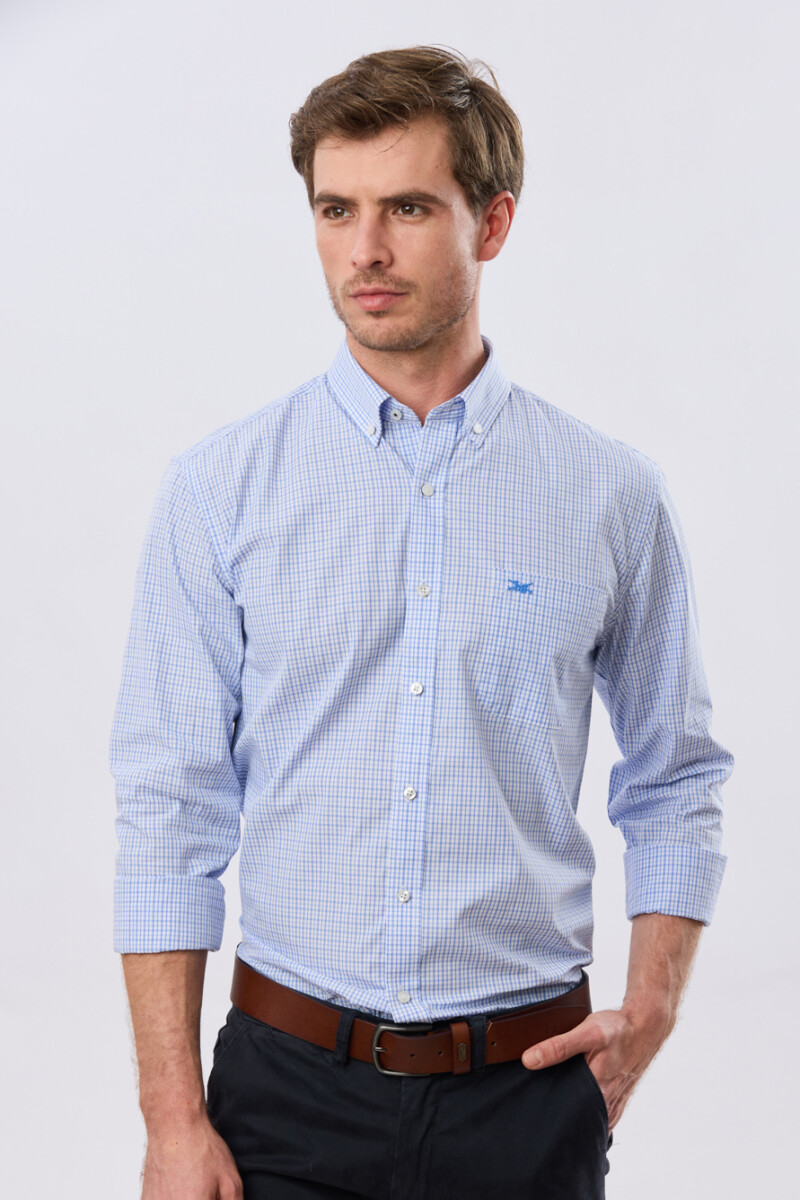 CAMISA CUADROS - Celeste 