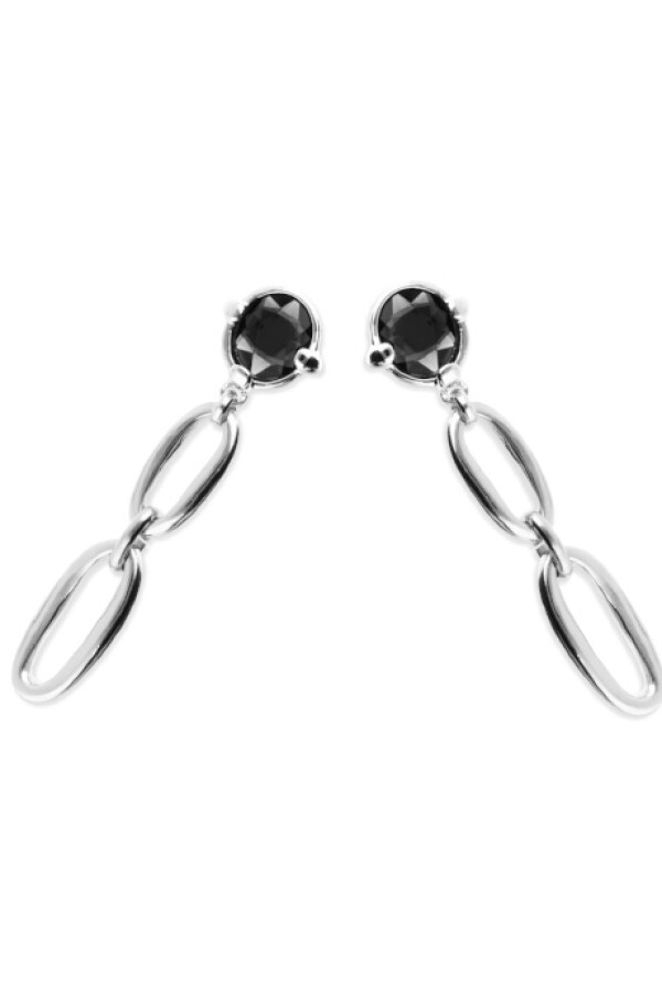 PENDIENTES LARGOS DE ALEACIÓN DE METALES BAÑADOS EN PLATA DE LEY CON CRISTAL FACETADO GRISÁCEO Pendiente