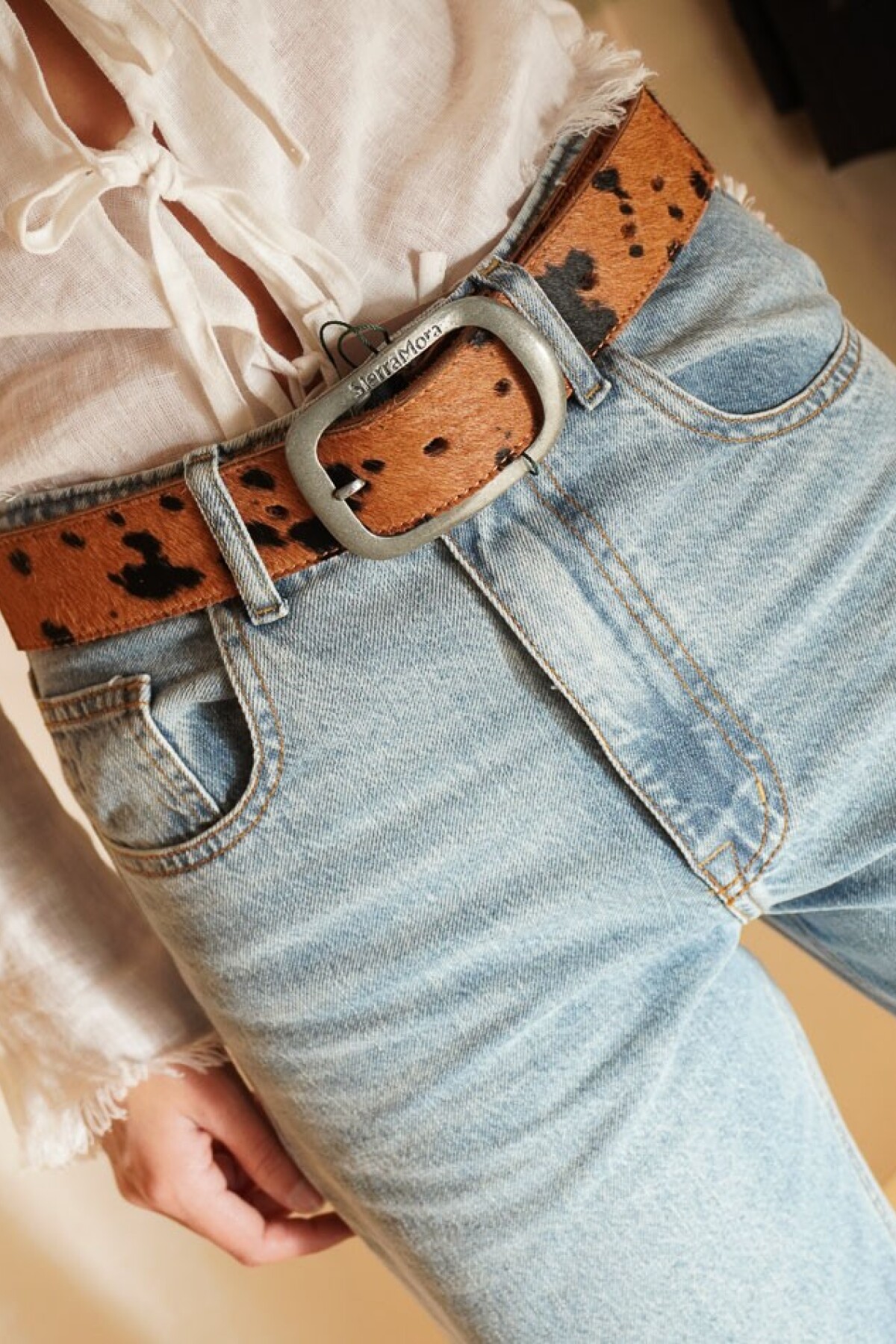 Print Belt Camel / Plateado