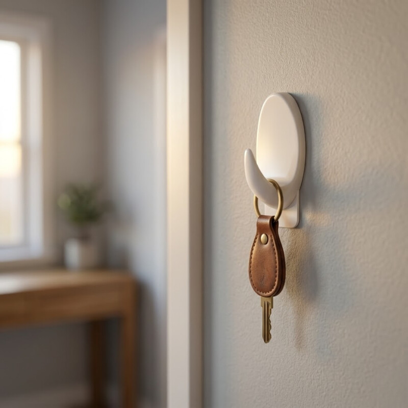 Gancho oval con adhesivo G BLANCO