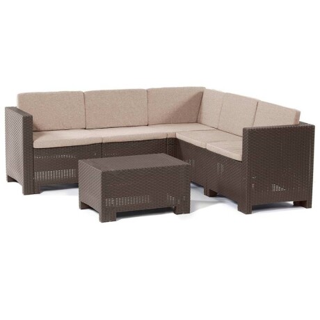 Juego de jardín en rattan esquinero Marrón