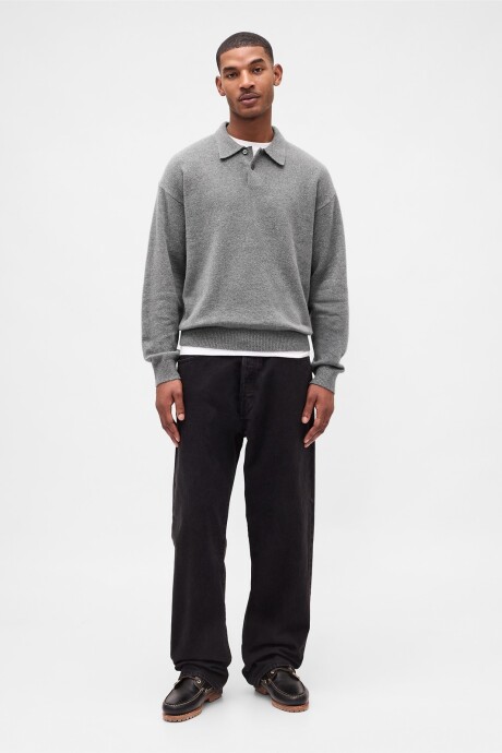 Buzo Tipo Polo Cashsoft Hombre B50 Charcoal Heather