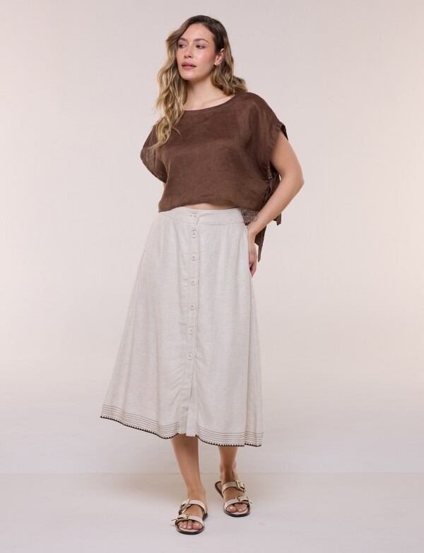 Falda Lino Pespunte BEIGE