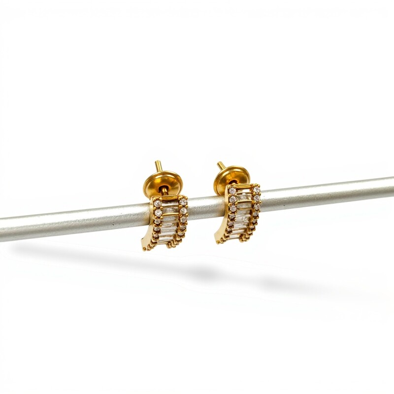 Caravanas Princesa Zirconia y oro - Oro bajo - Zirconia - CA8133 conpiedra