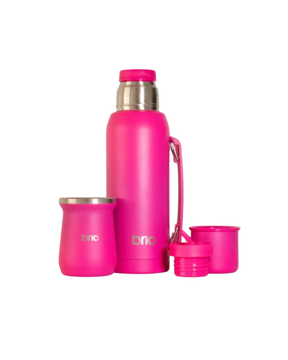 Set De Termo 1 Litro Y Mate Diseño Clásico brio Acero Inox - Frambuesa 